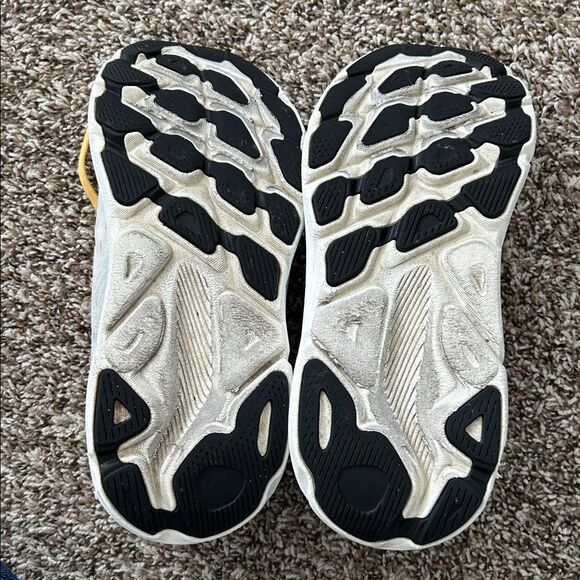 Hoka One One Clifton 9 White and Yellow Athletic Shoes - Picture 11 of 15